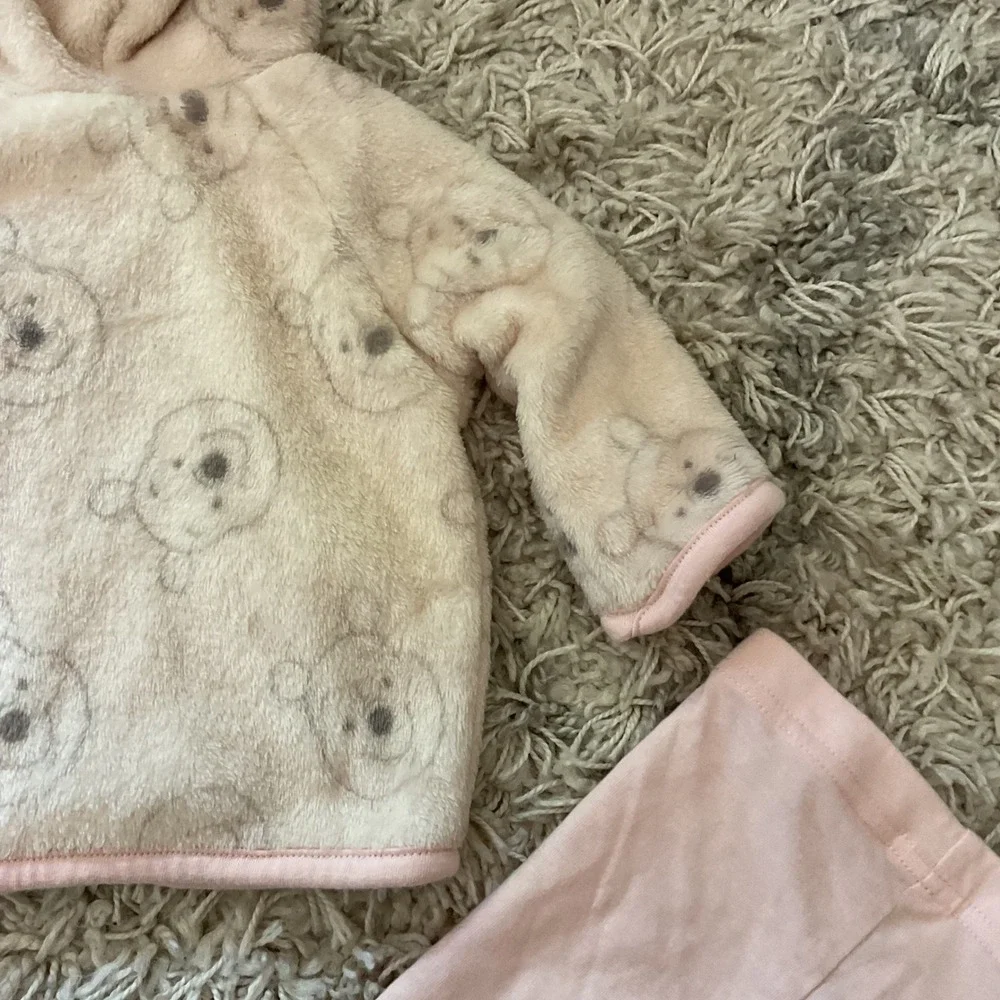 Disney Baby Winnie the Pooh Faux Fur‎ Hoodie and Leggings Set Pink Cream 3-6M
